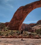 IMG 8260-HDR(3)  Scott thinks the arch is beginning to crumble, so he makes his contribution to protecting our national monumnets by attempting to hold it up.