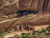 IMG 3561-HDR(3)  Telephoto shot of the White House Ruins in Canyon de Chelly, another icon of the Canyon.  This was one of the locations where the latest "Lone Ranger" movie was filmed.