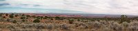 IMG 9591-HDR(3) stitch Larger  At Cottonwood Cove, the view north provides a vista out over The Wave and on To Kanab, UT.  The approximately 50 mph winds are carrying a lot of sand and dust, so the clarity is not so great.