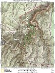 A2EastClrCrkFR95ToKinderCrossingNarrated  Details of this hike:  Our GPS track along East Clear Creek  is shown in green.  It's a curvy creek.