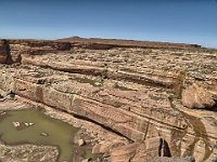 May2015Visit  This is Grand Falls on the Little Colorado River when Don was there with a group led by (cousin) Bob and Anni on May 1, 2013.  Old USGS data available online show that the Winslow gaging station recorded a flow of 10 to 15 cfm on the day of that visit. The Winslow gaging station is the best gaging station to predict the flow at Grand Falls.