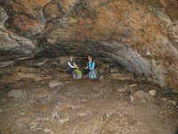 IMG 1774-HDR  Lyne and Suzanne sitting at the end of the cave contemplating the darkness. But some idiot is taking flash pictures