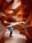 IMG E5682-HDR  Lee gazing up at the splendor of Antelope Canyon.